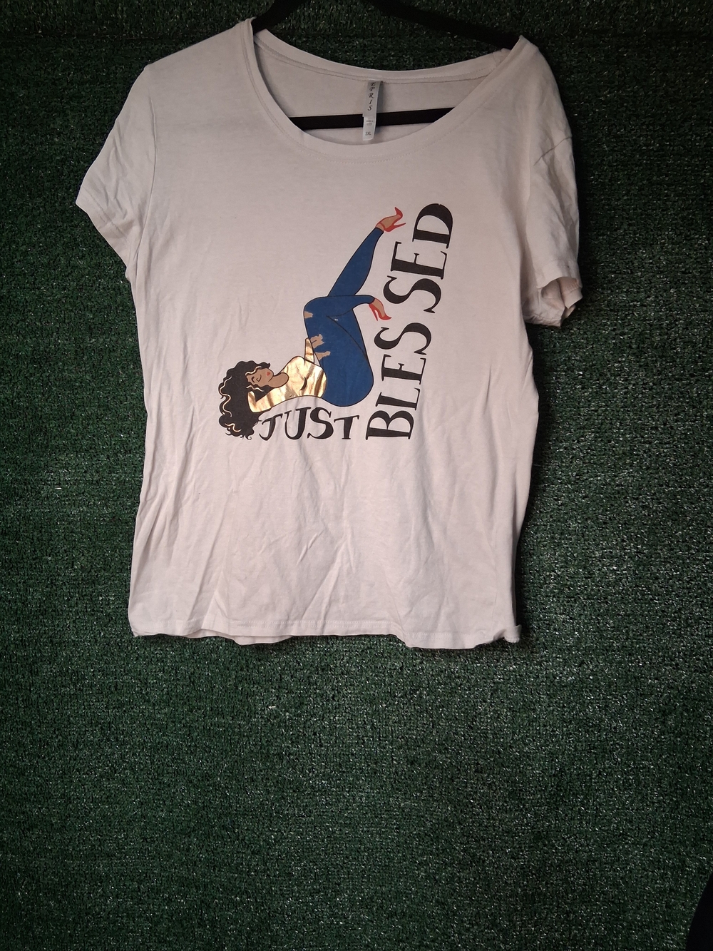 Just Blessed Graphic Tee - White Short Sleeve Women's Top